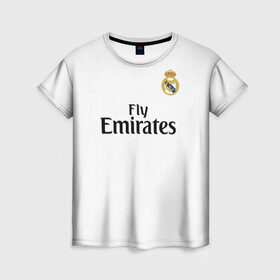 Женская футболка 3D с принтом Modric home 18-19 , 100% полиэфир ( синтетическое хлопкоподобное полотно) | прямой крой, круглый вырез горловины, длина до линии бедер | champions | league | madrid | real | spain | испания | лига | мадрид | реал | чемпионов