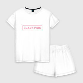 Женская пижама с шортиками хлопок с принтом BlackPink , 100% хлопок | футболка прямого кроя, шорты свободные с широкой мягкой резинкой | 