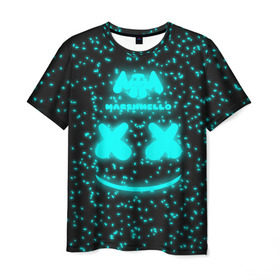 Мужская футболка 3D с принтом MARSHMELLO , 100% полиэфир | прямой крой, круглый вырез горловины, длина до линии бедер | dj | marshmello | клубная музыка | маршмелло | музыка | музыкант