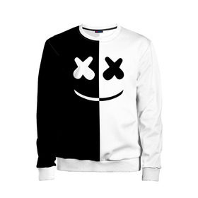 Детский свитшот 3D с принтом MARSHMELLO BLACK & WHITE , 100% полиэстер | свободная посадка, прямой крой, мягкая тканевая резинка на рукавах и понизу свитшота | dj | marshmello | клубная музыка | маршмелло | музыка | музыкант