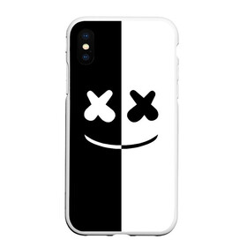 Чехол для iPhone XS Max матовый с принтом MARSHMELLO BLACK & WHITE , Силикон | Область печати: задняя сторона чехла, без боковых панелей | dj | marshmello | клубная музыка | маршмелло | музыка | музыкант