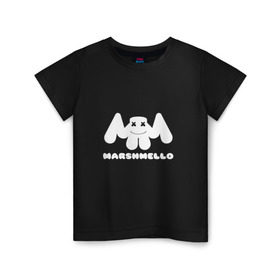 Детская футболка хлопок с принтом MARSHMELLO , 100% хлопок | круглый вырез горловины, полуприлегающий силуэт, длина до линии бедер | dj | marshmello | клубная музыка | маршмелло | музыка | музыкант