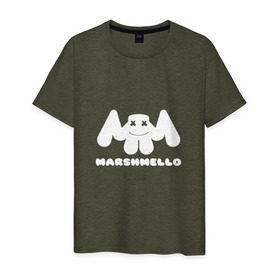 Мужская футболка хлопок с принтом MARSHMELLO , 100% хлопок | прямой крой, круглый вырез горловины, длина до линии бедер, слегка спущенное плечо. | dj | marshmello | клубная музыка | маршмелло | музыка | музыкант