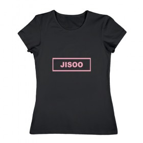 Женская футболка хлопок с принтом BlackPink Jisoo , 100% хлопок | прямой крой, круглый вырез горловины, длина до линии бедер, слегка спущенное плечо | 