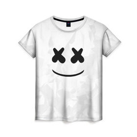 Женская футболка 3D с принтом MARSHMELLO , 100% полиэфир ( синтетическое хлопкоподобное полотно) | прямой крой, круглый вырез горловины, длина до линии бедер | dj | marshmello | usa | америка | клубная музыка | маршмелло | музыка | музыкант