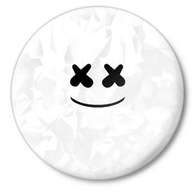 Значок с принтом MARSHMELLO ,  металл | круглая форма, металлическая застежка в виде булавки | Тематика изображения на принте: dj | marshmello | usa | америка | клубная музыка | маршмелло | музыка | музыкант