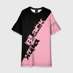 Детское платье 3D с принтом BLACKPINK | БЛЕКПИНК , 100% полиэстер | прямой силуэт, чуть расширенный к низу. Круглая горловина, на рукавах — воланы | black  pink | blackpink | jennie | jisoo | k pop | lalisa | группа | к поп | корейская группа | розовый | черный
