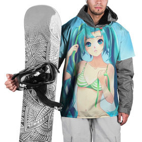 Накидка на куртку 3D с принтом Мику на пляже , 100% полиэстер |  | Тематика изображения на принте: hatsune miku | аниме | вокалоид | девушки | манга | мульт | оружие | певица | сёдзё | сериал | хатсуне мику | япония