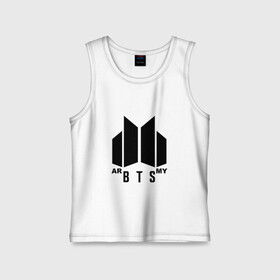 Детская майка хлопок с принтом BTS ARMY ,  |  | Тематика изображения на принте: bts | j hope | jimin | jin | jungkook | k pop | rap monster | rapmon | suga | v | бтс | группа | корея