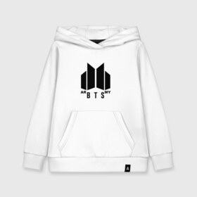 Детская толстовка хлопок с принтом BTS ARMY , 100% хлопок | Круглый горловой вырез, эластичные манжеты, пояс, капюшен | bts | j hope | jimin | jin | jungkook | k pop | rap monster | rapmon | suga | v | бтс | группа | корея