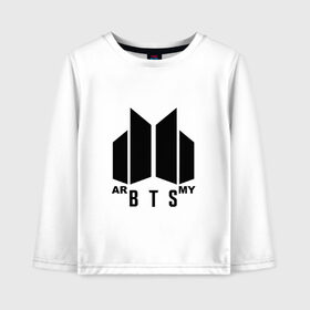 Детский лонгслив хлопок с принтом BTS ARMY , 100% хлопок | круглый вырез горловины, полуприлегающий силуэт, длина до линии бедер | bts | j hope | jimin | jin | jungkook | k pop | rap monster | rapmon | suga | v | бтс | группа | корея