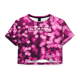 Женская футболка 3D укороченная с принтом BlackPink , 100% полиэстер | круглая горловина, длина футболки до линии талии, рукава с отворотами | black  pink | blackpink | flowers | jennie | jisoo | k pop | lalisa | sakura | группа | к поп | корейская группа | растения | розовый | сакура | цветы | черный