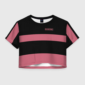 Женская футболка 3D укороченная с принтом BlackPink 97 ROSE , 100% полиэстер | круглая горловина, длина футболки до линии талии, рукава с отворотами | 97 rose | black  pink | blackpink | jennie | jisoo | k pop | lalisa | группа | к поп | корейская группа | розовый | черный