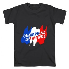 Мужская футболка хлопок с принтом Франция - Чемпионы , 100% хлопок | прямой крой, круглый вырез горловины, длина до линии бедер, слегка спущенное плечо. | 
