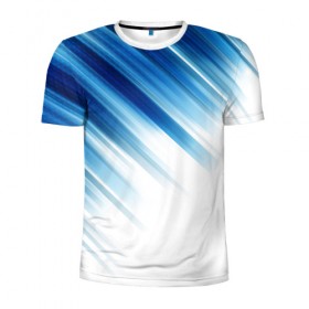 Мужская футболка 3D спортивная с принтом ABSTRACT BLUE , 100% полиэстер с улучшенными характеристиками | приталенный силуэт, круглая горловина, широкие плечи, сужается к линии бедра | Тематика изображения на принте: abstract | blue | geometry | абстракция | геометрия | градиент | линии | синий