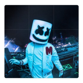 Магнитный плакат 3Х3 с принтом MARSHMELLO , Полимерный материал с магнитным слоем | 9 деталей размером 9*9 см | dj | marshmello | usa | америка | клубная музыка | маршмелло | музыка | музыкант