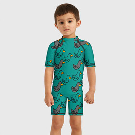 Детский купальный костюм 3D с принтом Утка , Полиэстер 85%, Спандекс 15% | застежка на молнии на спине | duck | duckling | утенок | утка