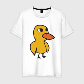 Мужская футболка хлопок с принтом Утка , 100% хлопок | прямой крой, круглый вырез горловины, длина до линии бедер, слегка спущенное плечо. | Тематика изображения на принте: duck | duckling | утенок | утка
