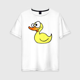 Женская футболка хлопок Oversize с принтом Утка , 100% хлопок | свободный крой, круглый ворот, спущенный рукав, длина до линии бедер
 | duck | duckling | утенок | утка