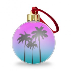 Ёлочный шар с принтом Пальмы 80s , Пластик | Диаметр: 77 мм | 80s | neon | retro | гавайи | пальмы