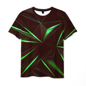 Мужская футболка 3D с принтом STRIPES GREEN 3D , 100% полиэфир | прямой крой, круглый вырез горловины, длина до линии бедер | Тематика изображения на принте: abstract | geometry | абстракция | геометрия | градиент | линии