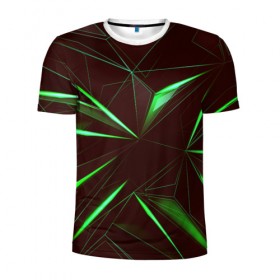 Мужская футболка 3D спортивная с принтом STRIPES GREEN 3D , 100% полиэстер с улучшенными характеристиками | приталенный силуэт, круглая горловина, широкие плечи, сужается к линии бедра | abstract | geometry | абстракция | геометрия | градиент | линии