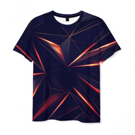 Мужская футболка 3D с принтом STRIPES ORANGE 3D , 100% полиэфир | прямой крой, круглый вырез горловины, длина до линии бедер | abstract | geometry | orange | абстракция | геометрия | градиент | линии | оранжевый