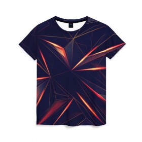 Женская футболка 3D с принтом STRIPES ORANGE 3D , 100% полиэфир ( синтетическое хлопкоподобное полотно) | прямой крой, круглый вырез горловины, длина до линии бедер | abstract | geometry | orange | абстракция | геометрия | градиент | линии | оранжевый