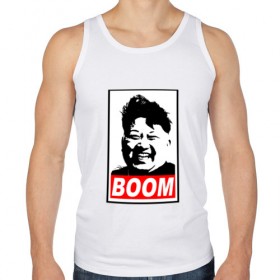 Мужская майка хлопок с принтом BOOM КИМ ЧЕН ЫН , 100% хлопок |  | boom | kim chen eun | mems | ким чен ын | кнр | мемы | северная корея | ядерные ракеты