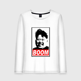Женский лонгслив хлопок с принтом BOOM КИМ ЧЕН ЫН , 100% хлопок |  | boom | kim chen eun | mems | ким чен ын | кнр | мемы | северная корея | ядерные ракеты