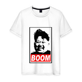 Мужская футболка хлопок с принтом BOOM КИМ ЧЕН ЫН , 100% хлопок | прямой крой, круглый вырез горловины, длина до линии бедер, слегка спущенное плечо. | boom | kim chen eun | mems | ким чен ын | кнр | мемы | северная корея | ядерные ракеты