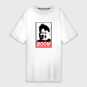 Платье-футболка хлопок с принтом BOOM КИМ ЧЕН ЫН ,  |  | boom | kim chen eun | mems | ким чен ын | кнр | мемы | северная корея | ядерные ракеты