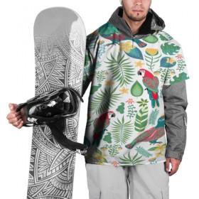 Накидка на куртку 3D с принтом Попугаи , 100% полиэстер |  | Тематика изображения на принте: jungle | деревья | джунгли | зелень | кусты | лес | мох | океан | пальмы | пляж | тропики | экзотика