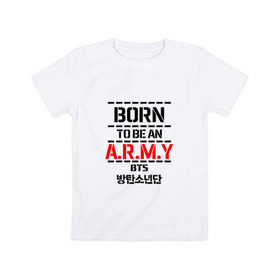 Детская футболка хлопок с принтом BTS ARMY , 100% хлопок | круглый вырез горловины, полуприлегающий силуэт, длина до линии бедер | bts | bts army | j hope | jimin | jin | jungkook | k pop | rap monster | rapmon | suga | v | бтс | группа | корея