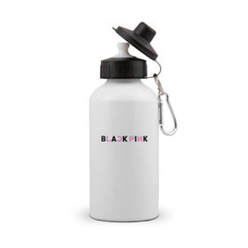 Бутылка спортивная с принтом BlackPink , металл | емкость — 500 мл, в комплекте две пластиковые крышки и карабин для крепления | 