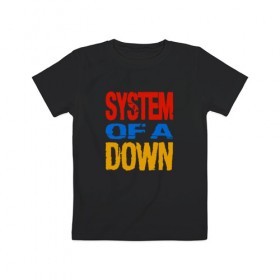 Детская футболка хлопок с принтом System of a Down , 100% хлопок | круглый вырез горловины, полуприлегающий силуэт, длина до линии бедер | 