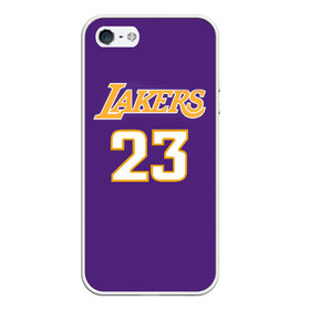 Чехол для iPhone 5/5S матовый с принтом Lakers , Силикон | Область печати: задняя сторона чехла, без боковых панелей | 