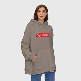 Худи SuperOversize хлопок с принтом Suprememe , 70% хлопок, 30% полиэстер, мягкий начес внутри | карман-кенгуру, эластичная резинка на манжетах и по нижней кромке, двухслойный капюшон
 | supreme | мем | супреме | суприм