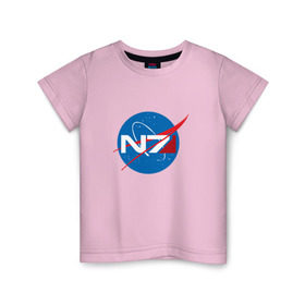Детская футболка хлопок с принтом NASA N7 MASS EFFECT , 100% хлопок | круглый вырез горловины, полуприлегающий силуэт, длина до линии бедер | logo | n7 | nasa | space | логотип | масс эффект | н7 | наса
