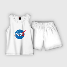 Детская пижама с шортами хлопок с принтом NASA N7 MASS EFFECT ,  |  | logo | n7 | nasa | space | логотип | масс эффект | н7 | наса