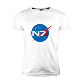 Мужская футболка премиум с принтом NASA N7 MASS EFFECT , 92% хлопок, 8% лайкра | приталенный силуэт, круглый вырез ворота, длина до линии бедра, короткий рукав | Тематика изображения на принте: logo | n7 | nasa | space | логотип | масс эффект | н7 | наса