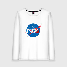 Женский лонгслив хлопок с принтом NASA N7 MASS EFFECT , 100% хлопок |  | logo | n7 | nasa | space | логотип | масс эффект | н7 | наса