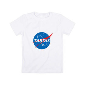 Детская футболка хлопок с принтом TARDIS / DOCTOR WHO   NASA , 100% хлопок | круглый вырез горловины, полуприлегающий силуэт, длина до линии бедер | doctor who | nasa | tardis | доктор кто | машина времени | наса | тардис