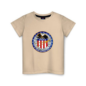 Детская футболка хлопок с принтом Amerika Apollo 16 NASA , 100% хлопок | круглый вырез горловины, полуприлегающий силуэт, длина до линии бедер | 