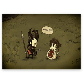 Поздравительная открытка с принтом Dont starve , 100% бумага | плотность бумаги 280 г/м2, матовая, на обратной стороне линовка и место для марки
 | Тематика изображения на принте: 