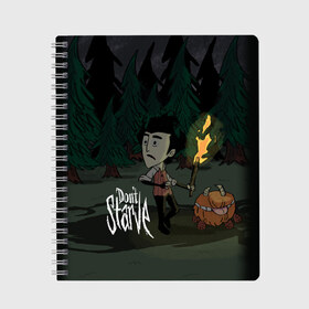 Тетрадь с принтом DON`T STARVE , 100% бумага | 48 листов, плотность листов — 60 г/м2, плотность картонной обложки — 250 г/м2. Листы скреплены сбоку удобной пружинной спиралью. Уголки страниц и обложки скругленные. Цвет линий — светло-серый
 | action | adventure | dont starve | gamer | player | twitch | игра