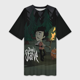 Платье-футболка 3D с принтом DON T STARVE ,  |  | Тематика изображения на принте: action | adventure | dont starve | gamer | player | twitch | игра