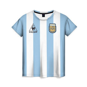 Женская футболка 3D с принтом Марадона Аргентина ретро , 100% полиэфир ( синтетическое хлопкоподобное полотно) | прямой крой, круглый вырез горловины, длина до линии бедер | maradona | аргентина | марадона | ретро
