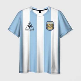 Мужская футболка 3D с принтом Марадона Аргентина ретро , 100% полиэфир | прямой крой, круглый вырез горловины, длина до линии бедер | maradona | аргентина | марадона | ретро