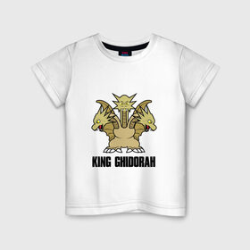 Детская футболка хлопок с принтом KING GHIDORAH \ GODZILLA , 100% хлопок | круглый вырез горловины, полуприлегающий силуэт, длина до линии бедер | comic con | godzilla | gojira | king ghidorah | logo | годзилла | знаки | иероглифы | лого | монстр | фильм | чудовище